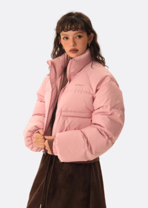 Puffer Jacket Short Cut Inflated Pink