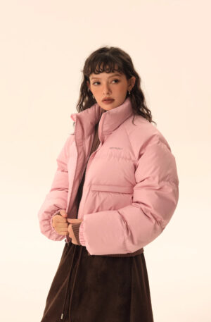 Puffer Jacket Short Cut Inflated Pink