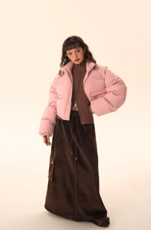 Puffer Jacket Short Cut Inflated Pink