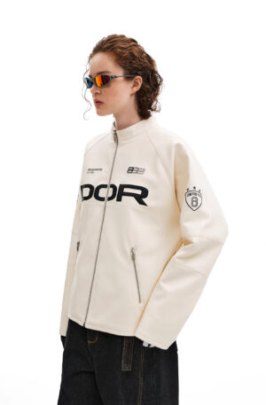 Faux Leather Jacket Future Pattern DOR8 Cream