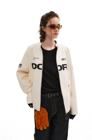 Faux Leather Jacket Future Pattern DOR8 Cream