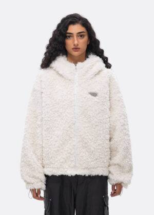 Fur Hoodie FDR Silver Logo White