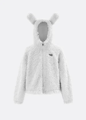 Fur Hoodie FDR Silver Logo White