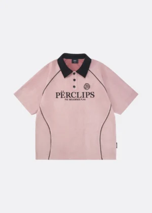 Polo style Shirt Perclips Plan Suede Pink