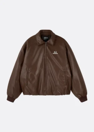 Faux Leather Jacket Hall Perclips Mocha