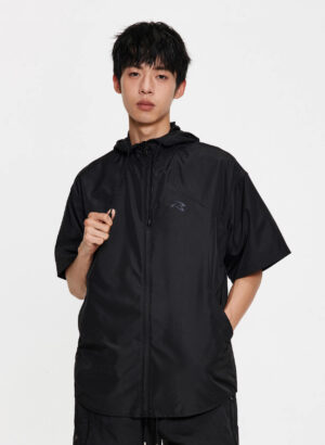 Windbreaker Black on Black Triple Logo Tech